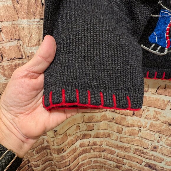 Basic Editions Holiday Cardigan Black with Holiday Embroidery Size XL - Picture 2 of 12